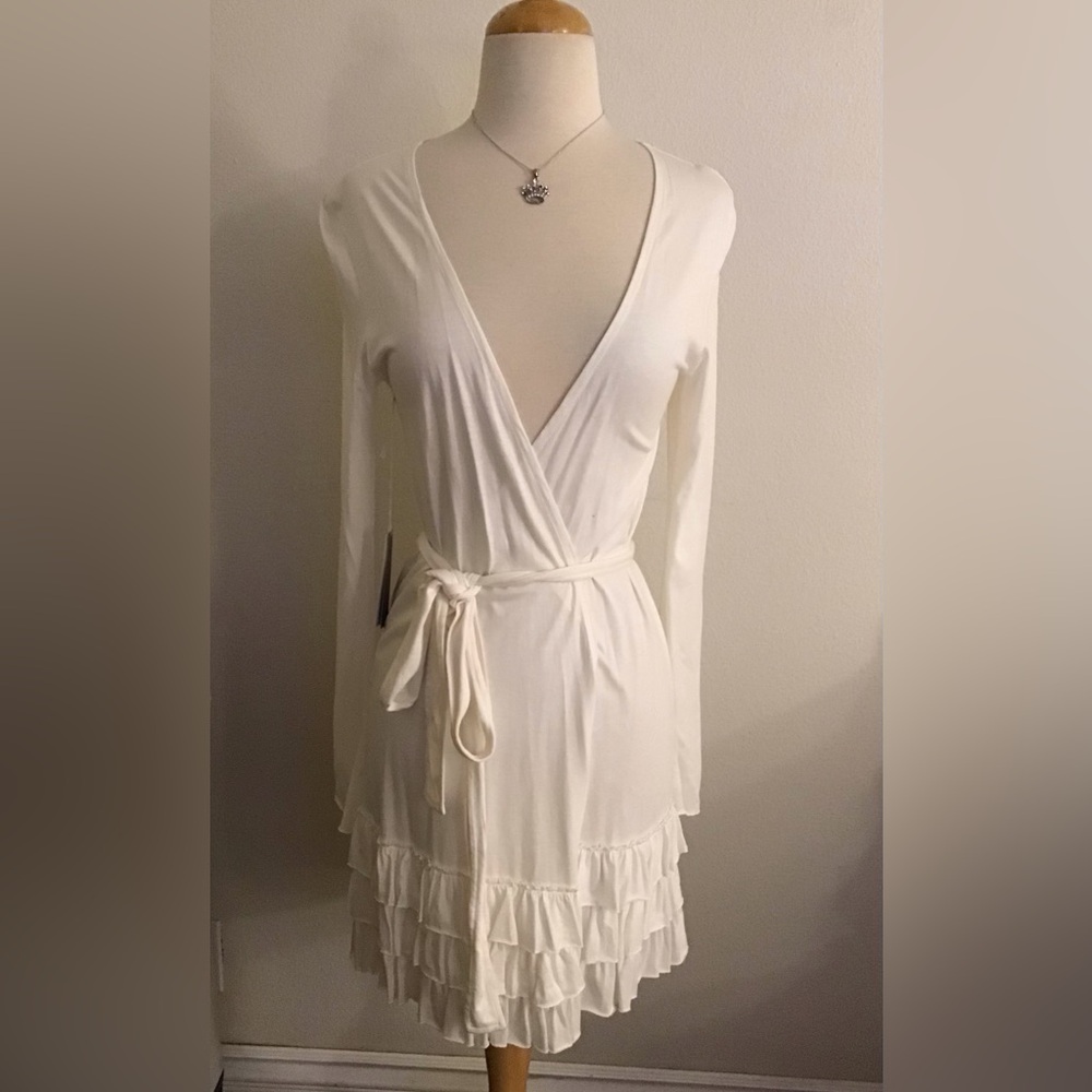 Skin White Ruffle Robe Dress Size 1